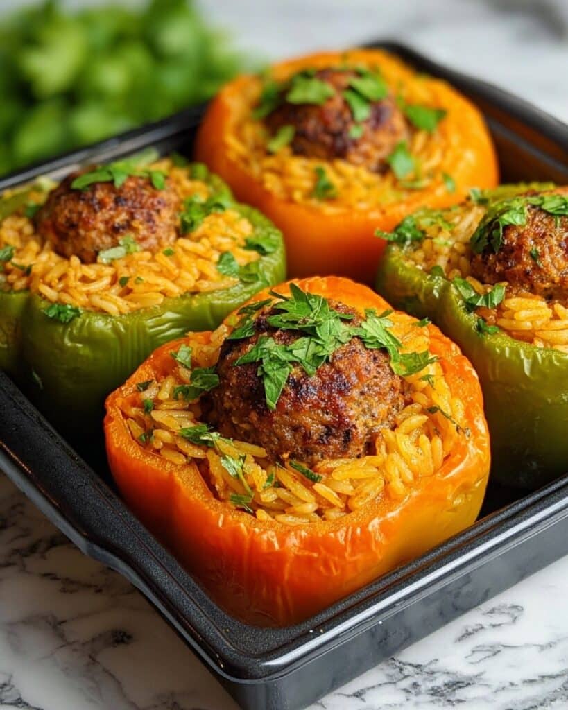 Stuffed Bell Peppers with Rice and Kefta Recipe