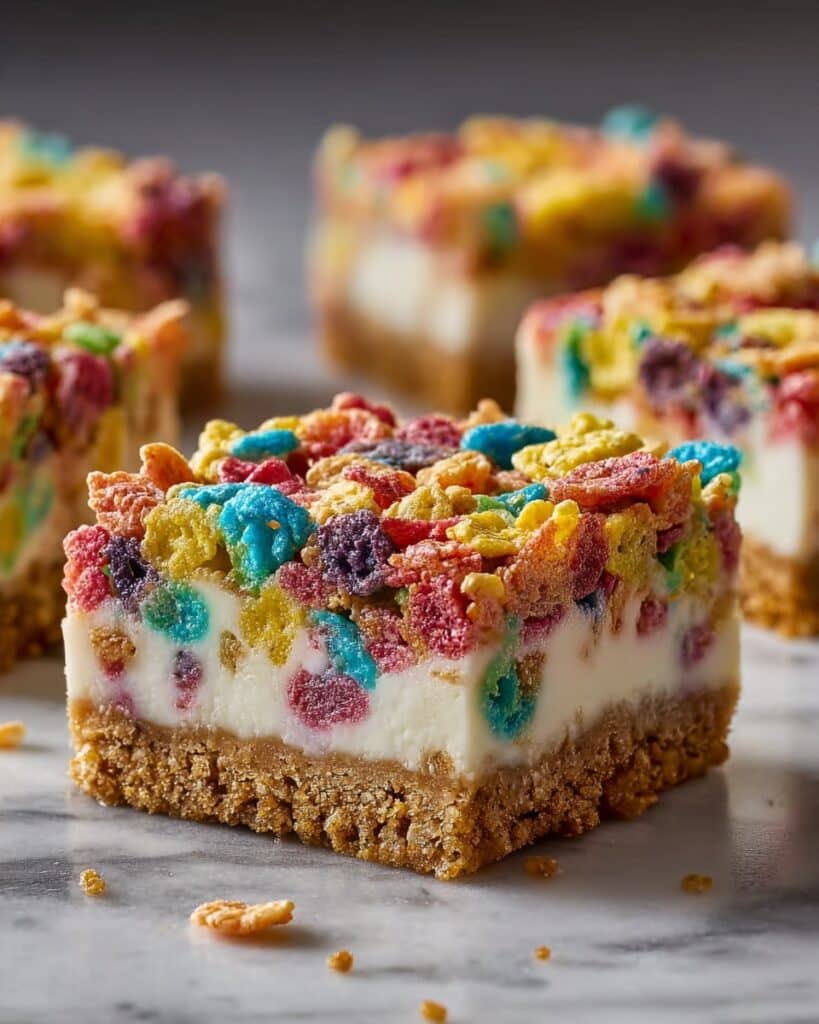 Fruity Pebbles Cookie Cheesecake Bars Recipe