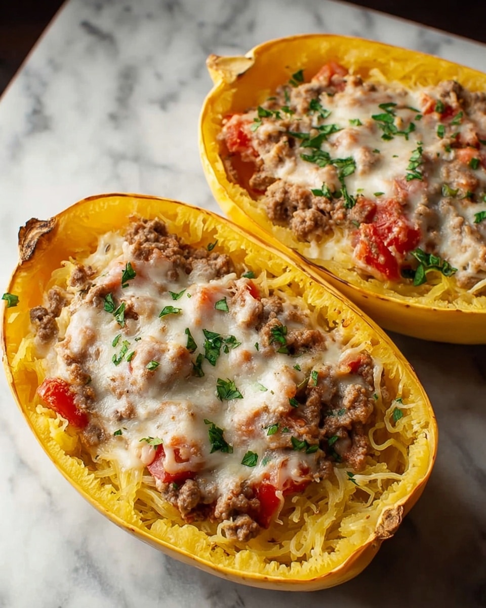 Cheesy Sausage-Stuffed Spaghetti Squash Recipe - Recipe Image