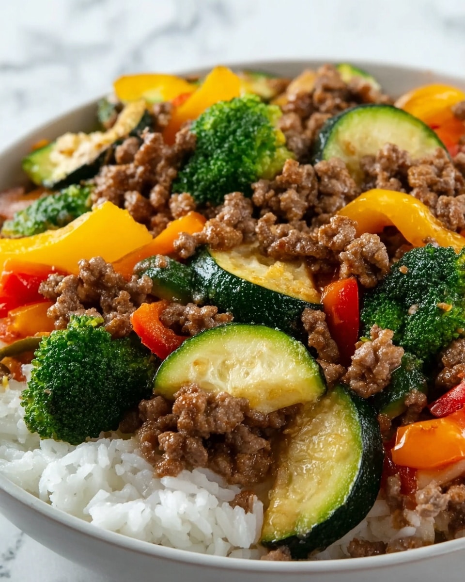 Savory Ground Turkey & Roasted Veggie Rice Bowl Recipe - Recipe Image