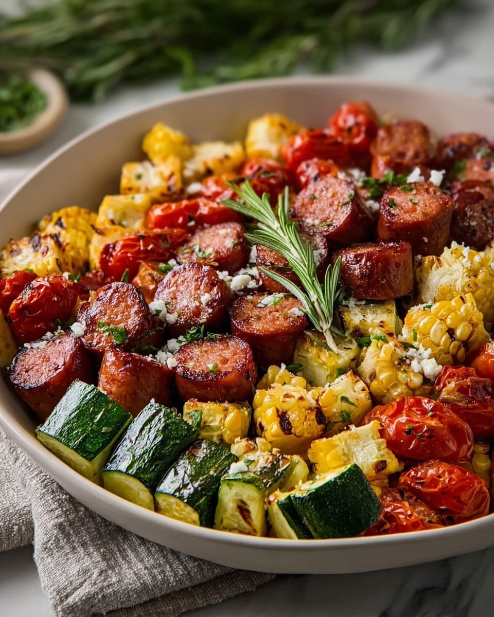 Summer Sausage Skillet with Andouille Sausage Recipe - Recipe Image