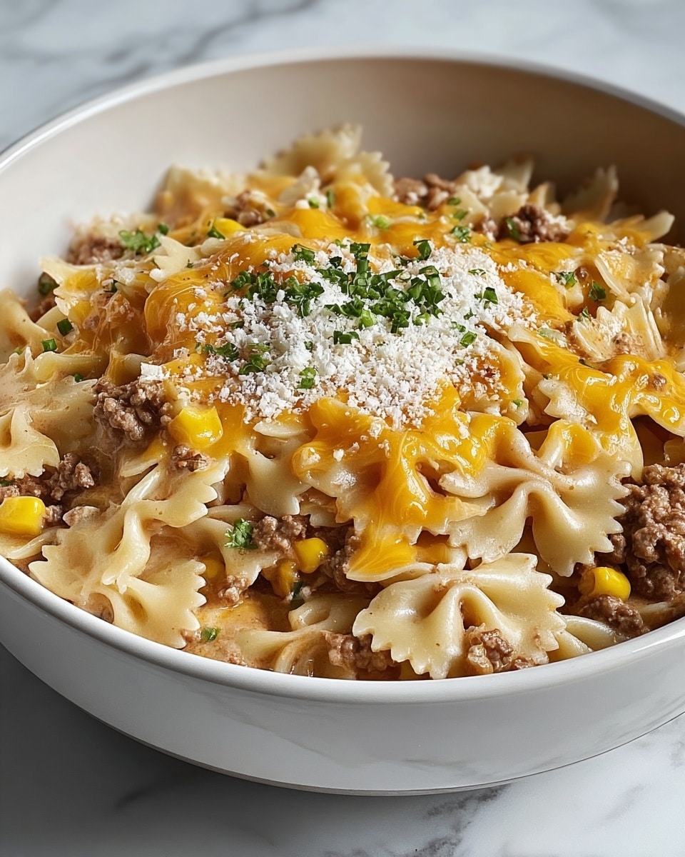 Creamy Ranch Beef and Sweet Corn Bowtie Casserole Recipe - Recipe Image