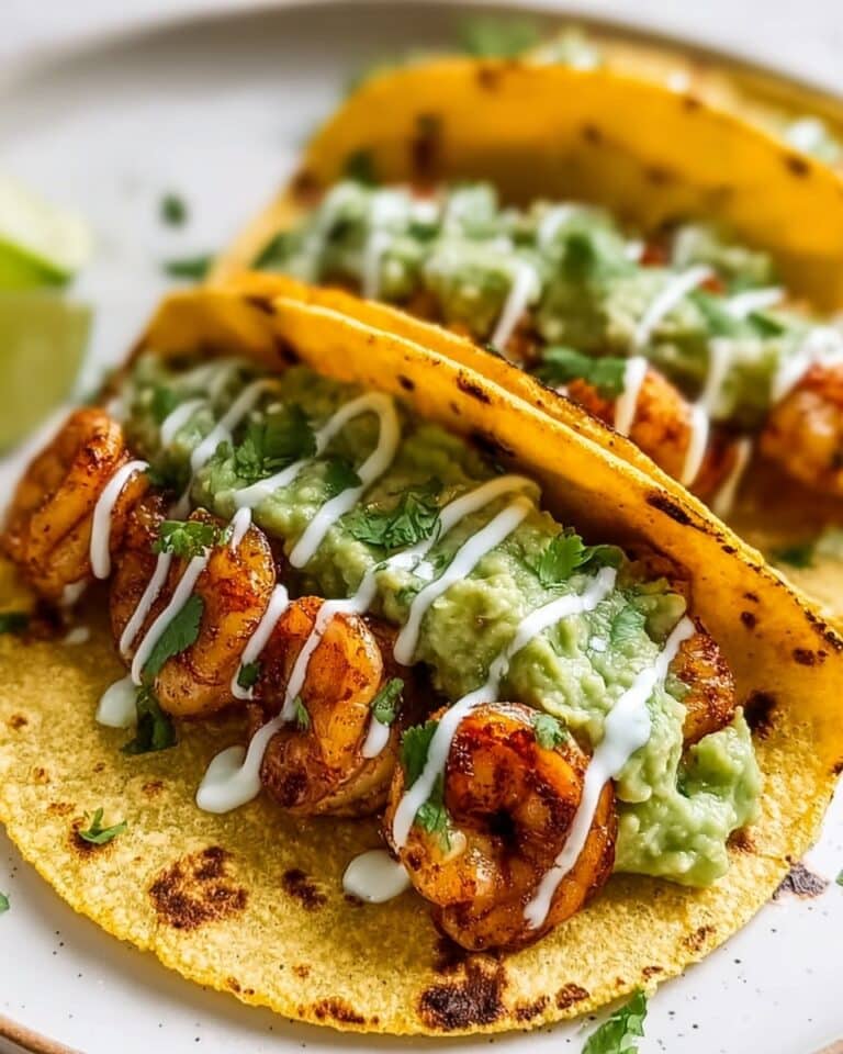 Spicy Shrimp Tacos with Garlic Cilantro Lime Slaw Recipe