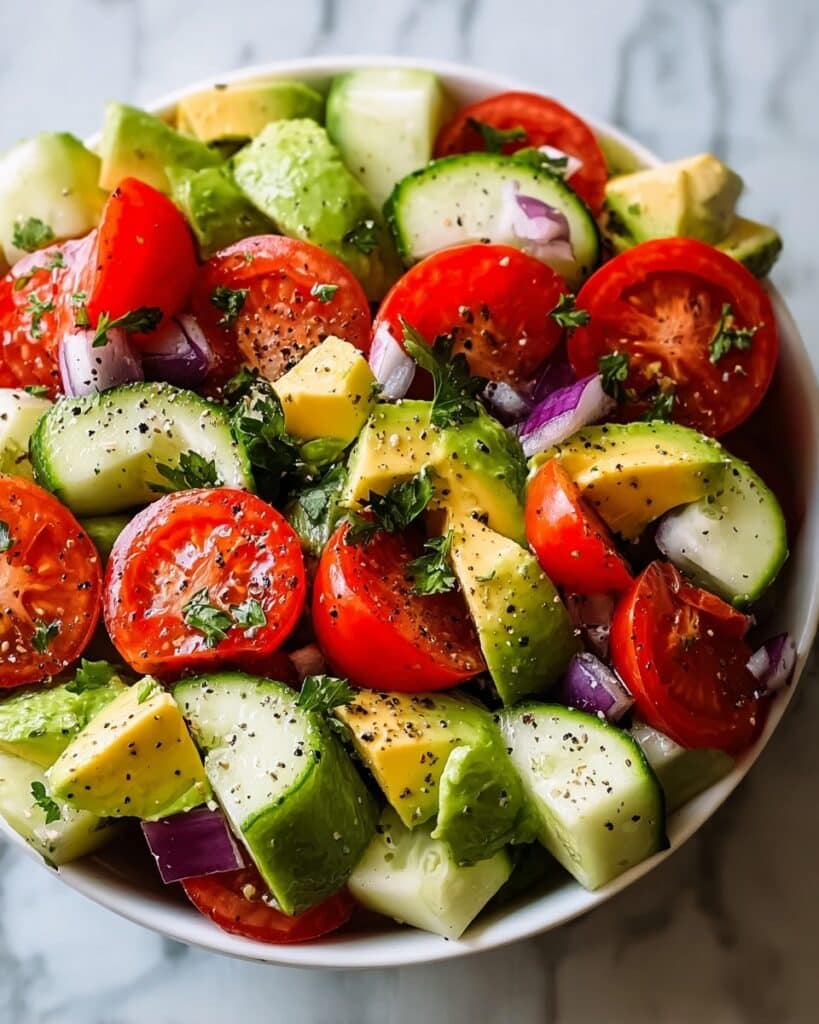 Cucumber Tomato Avocado Salad Recipe