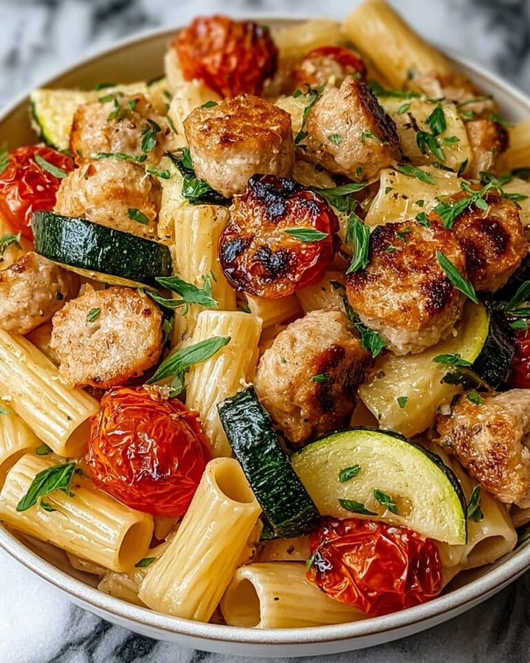 Chicken Sausages with Zucchini, Tomatoes, and Pasta Recipe