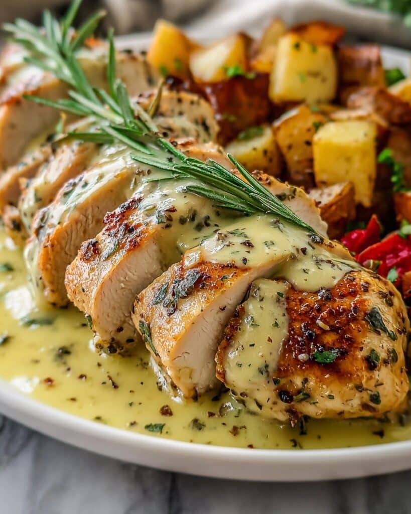 Chicken with Creamy Mustard Asiago Sauce Recipe