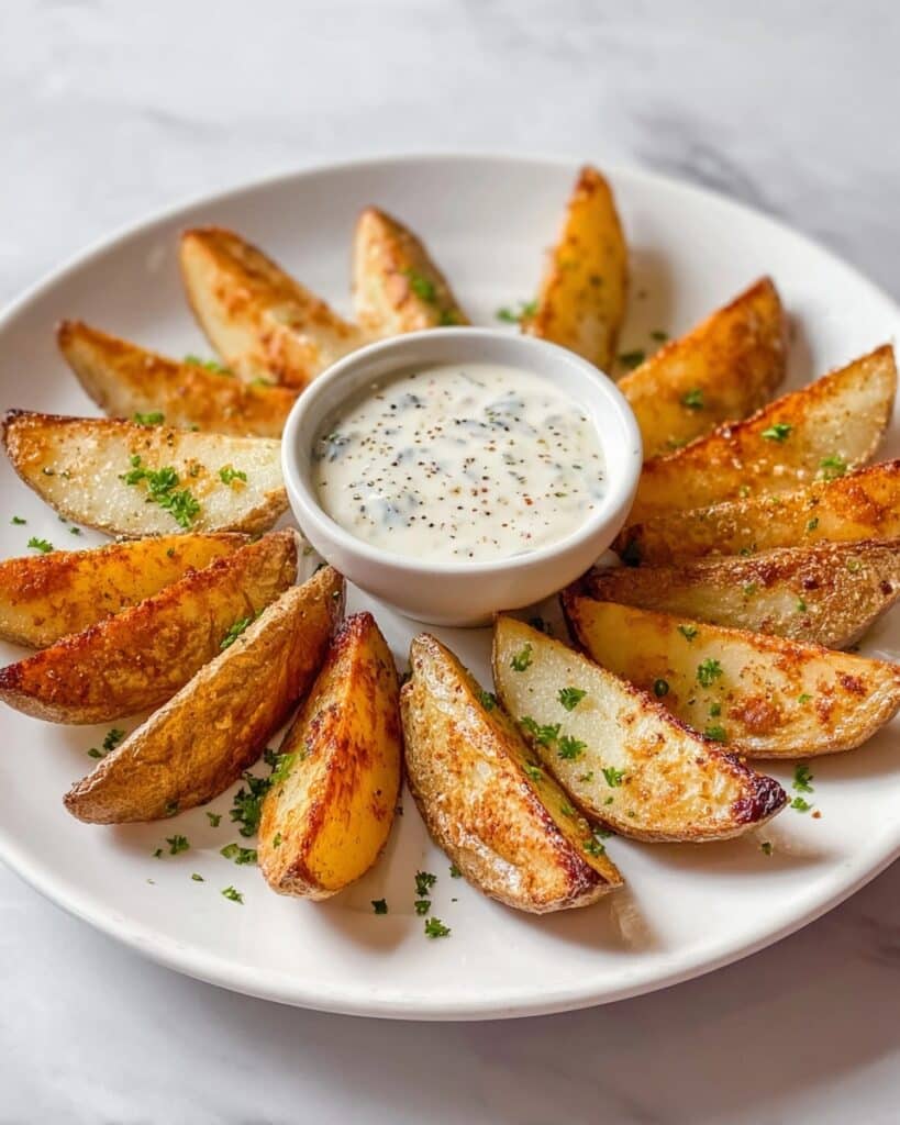 Baked Garlic Parmesan Potato Wedges Recipe