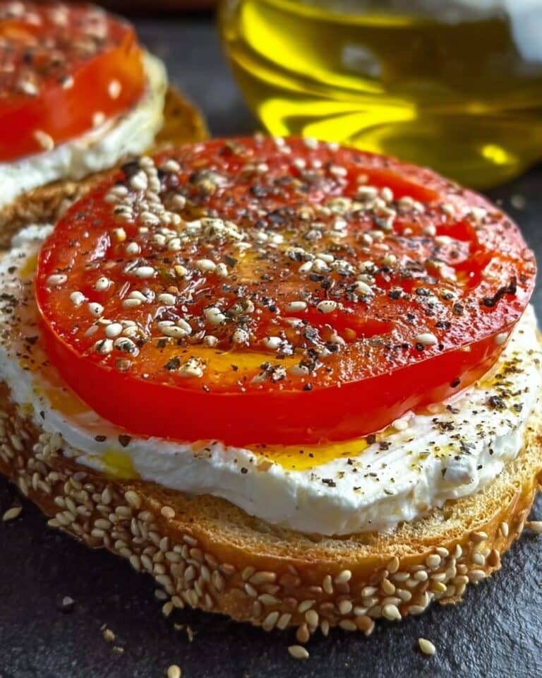 Ricotta & Tomato Toast with Sesame Seeds & Olive Oil Recipe