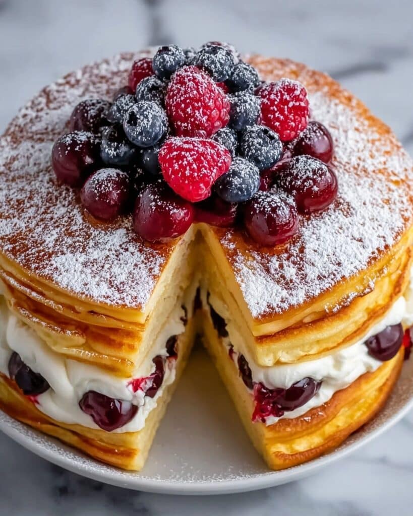 Pancake Cake with Puff Pastry and Berry Fruit Recipe