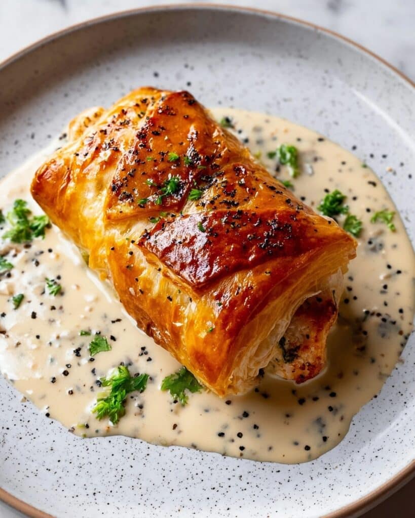 Chicken in Puff Pastry with Mustard Cream Sauce Recipe