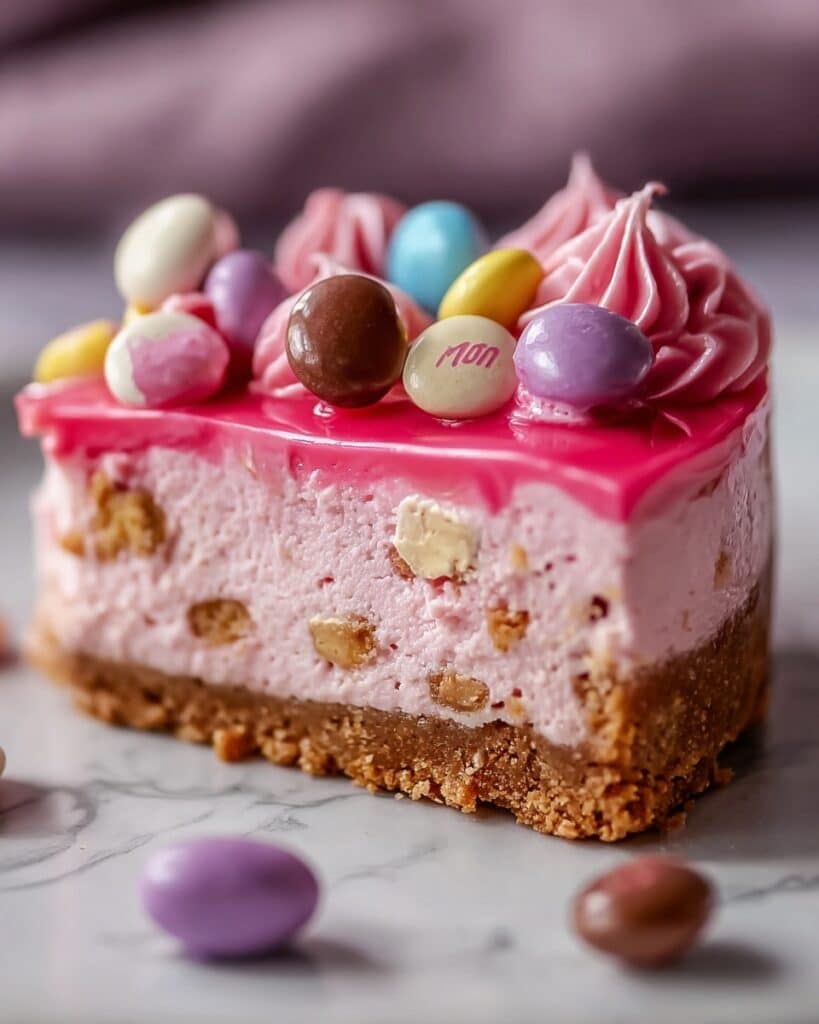Pink M&M Snickers Cheesecake Recipe