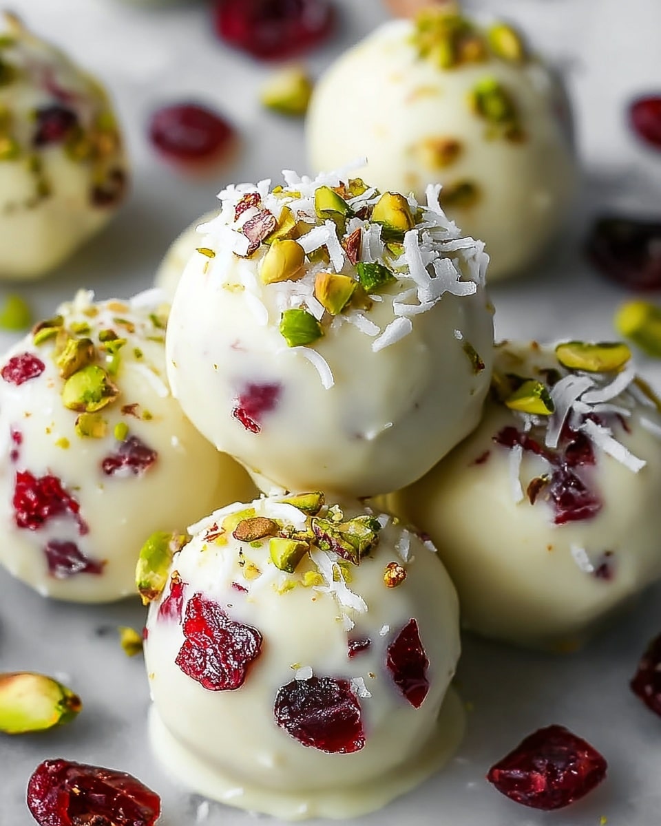 Cranberry Pistachio White Chocolate Truffles Recipe - Recipe Image