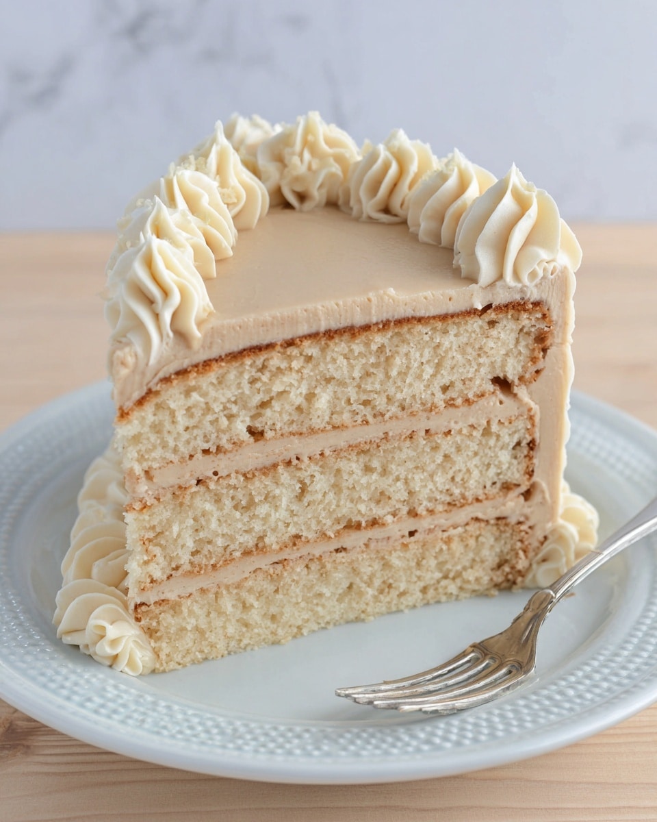 Vanilla Cream Cake with Quick Caramel Frosting Recipe - Recipe Image