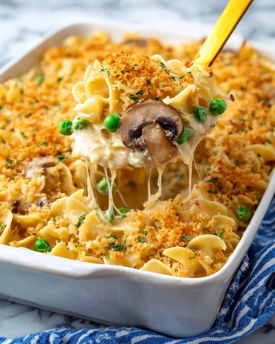 Creamy Tuna Casserole with Cheddar and Panko Topping Recipe - Recipe Image