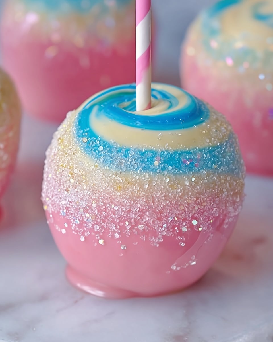 Cotton Candy Swirl Candy Apples Recipe - Recipe Image