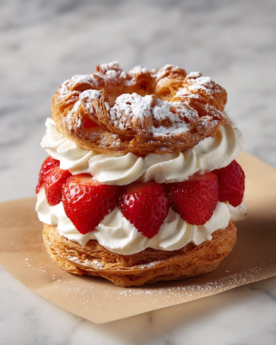 Paris-Brest Pastry with Whipped Cream and Strawberries Recipe - Recipe Image