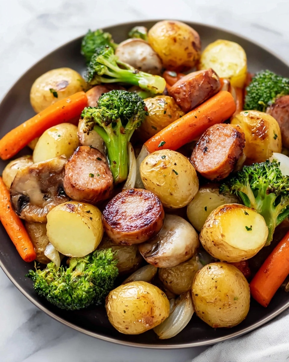 One Pan Baked Italian Sausage and Veggies Recipe - Recipe Image
