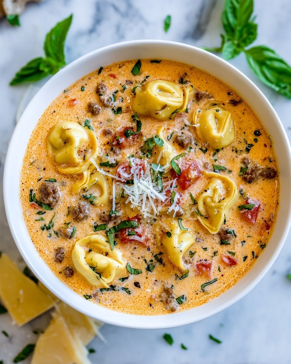 Creamy Italian Sausage Tortellini Soup Recipe - Recipe Image