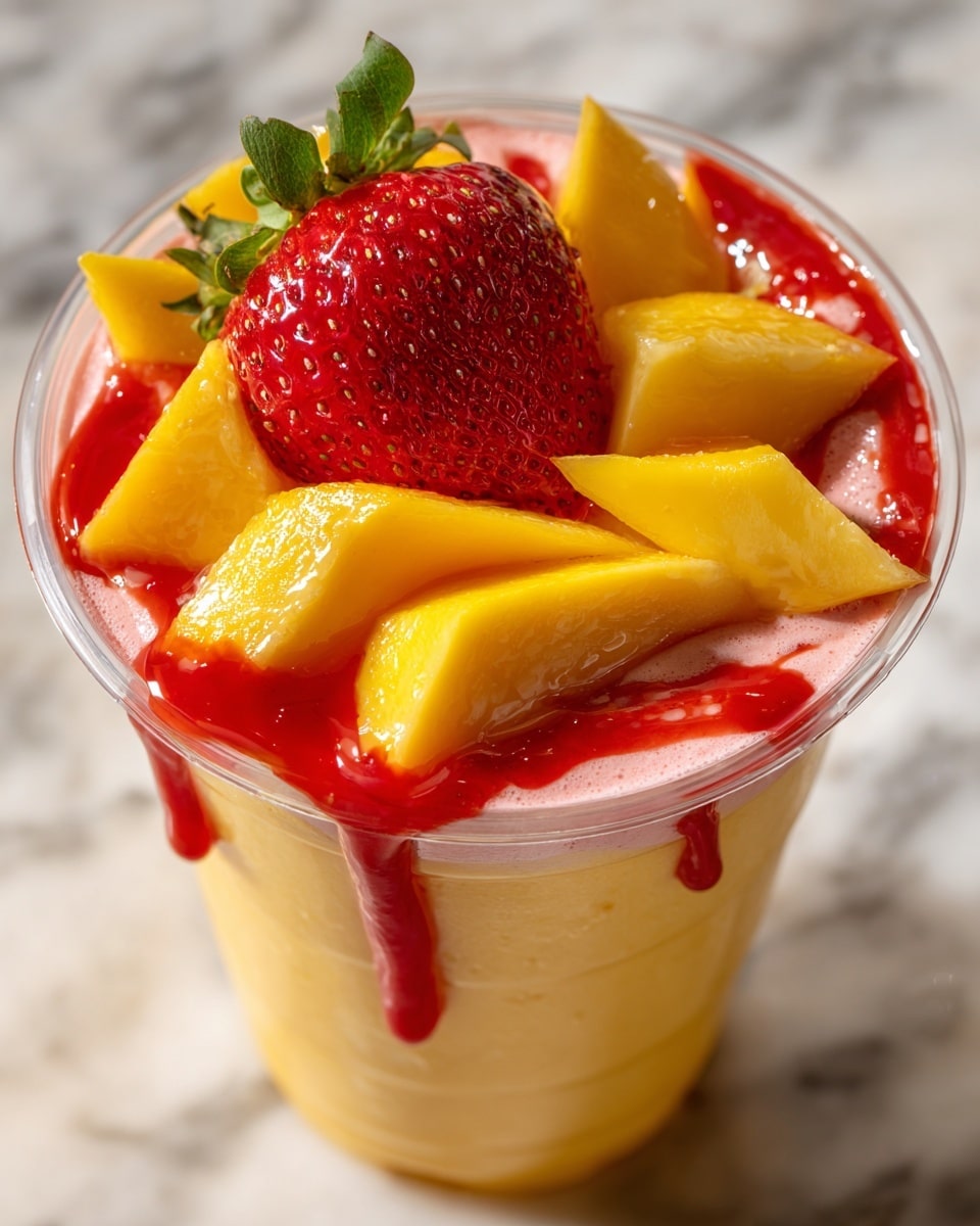 Mango Strawberry Sunrise Frappuccinos Recipe - Recipe Image