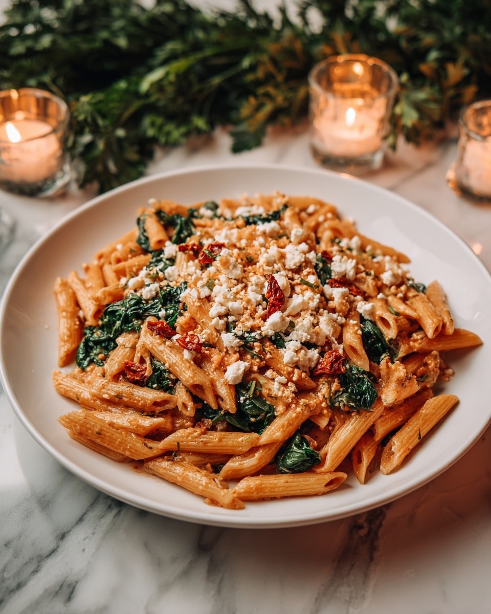 Pasta with Spinach and Feta Cheese Recipe - Recipe Image