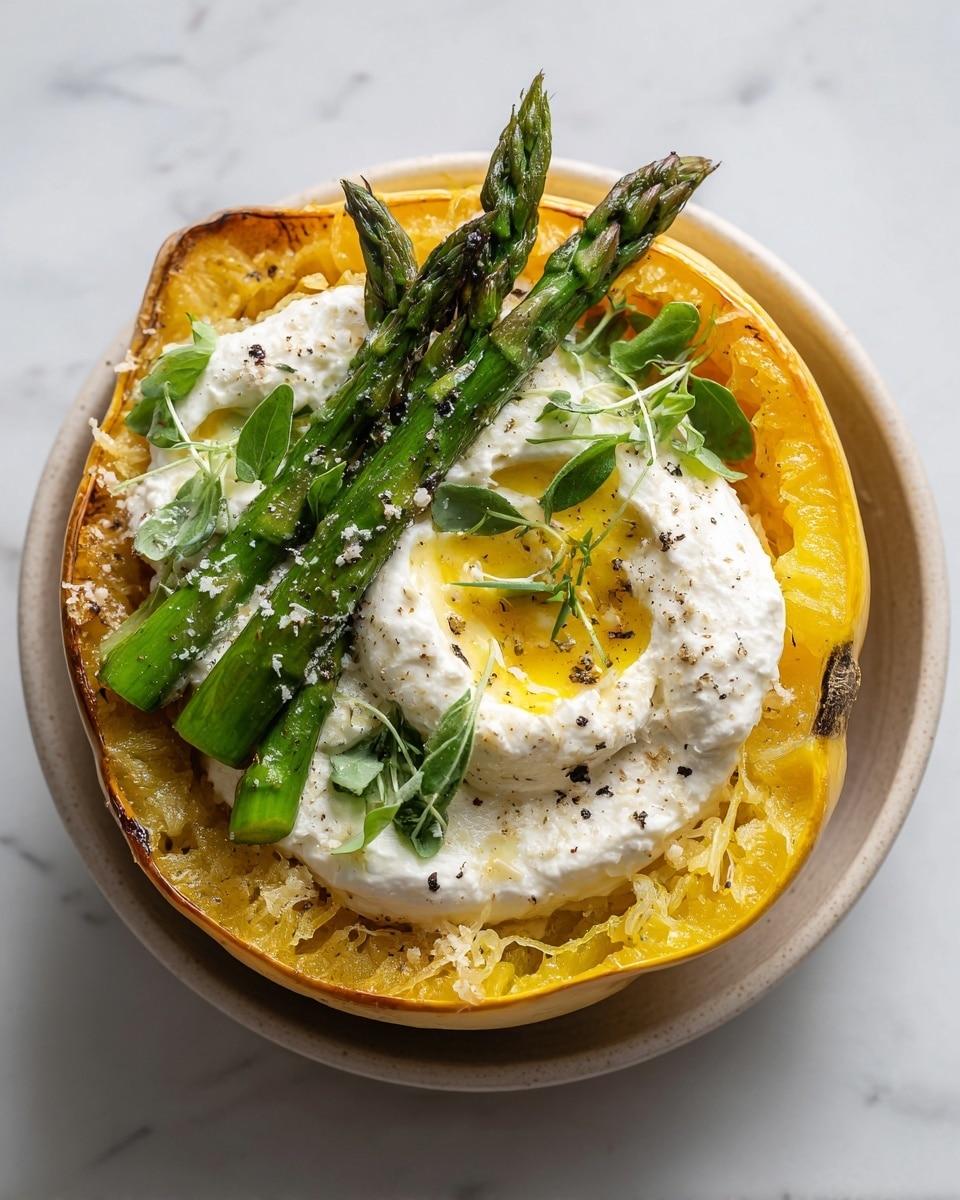 Spaghetti Squash with Asparagus, Ricotta, Lemon, and Thyme Recipe - Recipe Image