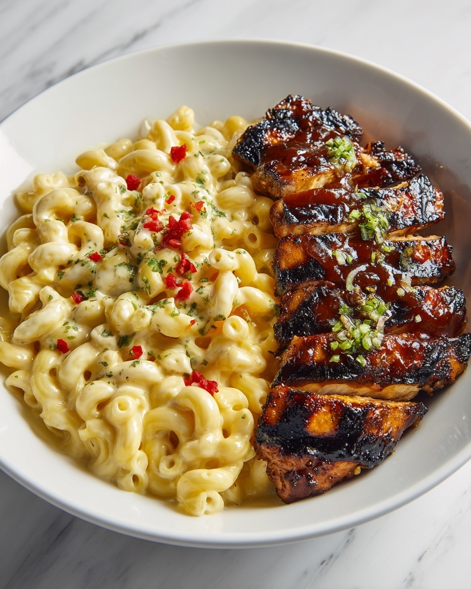 Sweet and Spicy Honey Pepper Chicken with Creamy Macaroni Cheese Recipe - Recipe Image