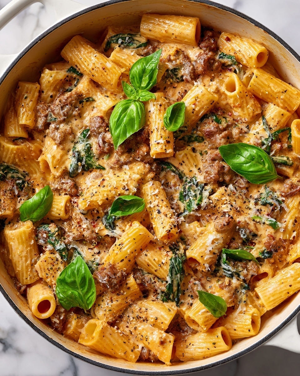 One Pot Creamy Hummus Pasta Recipe - Recipe Image