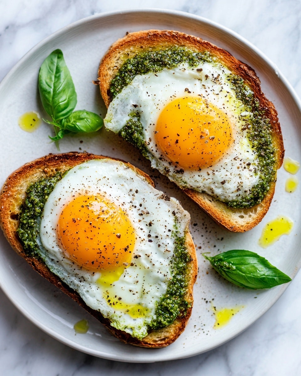 Pesto Eggs on Sourdough Toast with Herbed Goat Cheese Recipe - Recipe Image