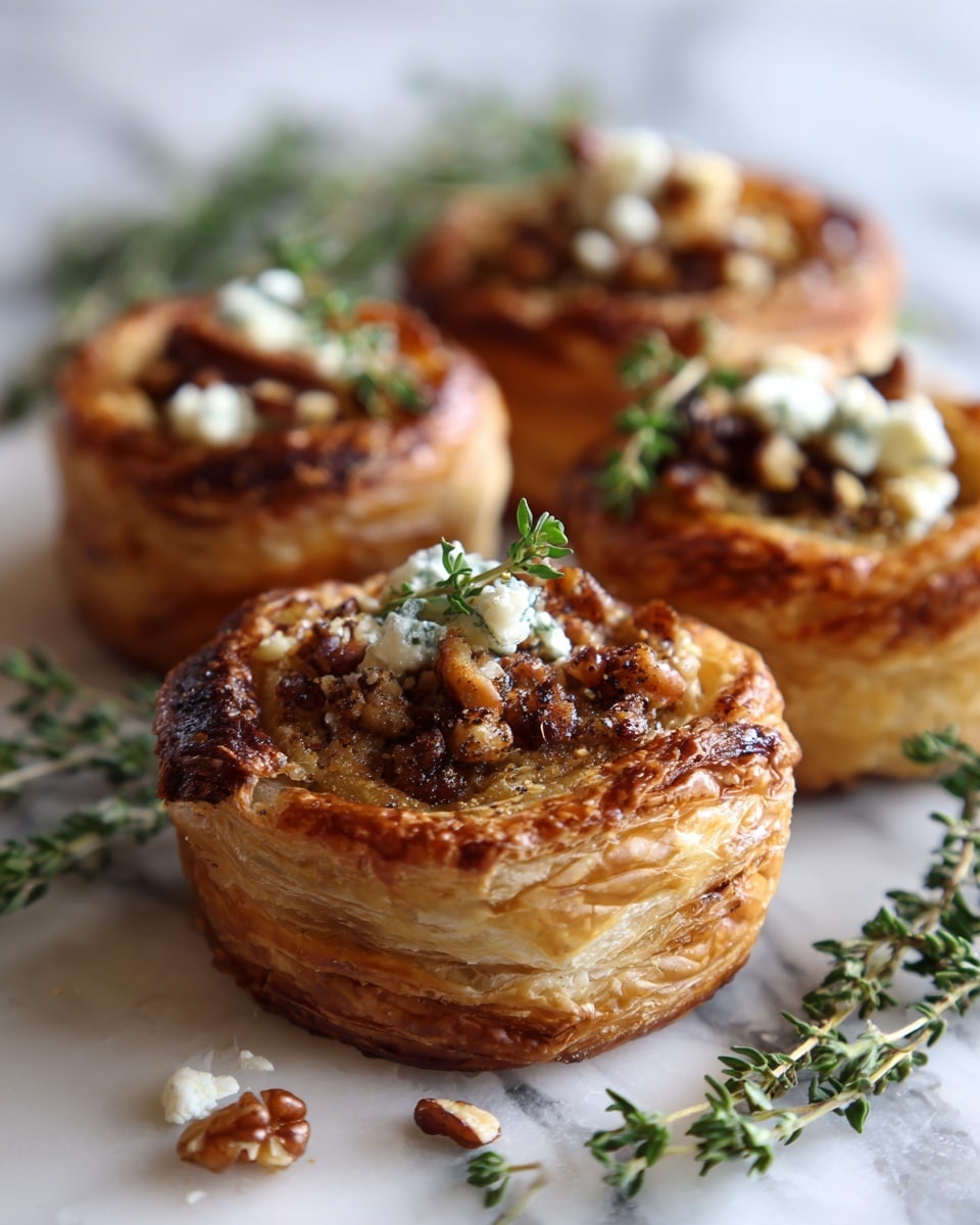 Blue Cheese, Walnut, and Thyme Pull-Apart Puff Pastry Twirl Recipe - Recipe Image
