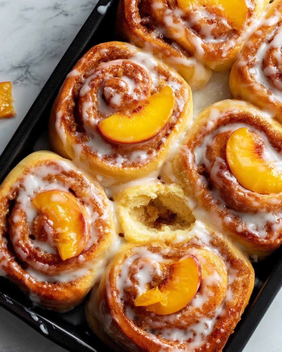 Peach Cobbler Cinnamon Rolls Recipe - Recipe Image