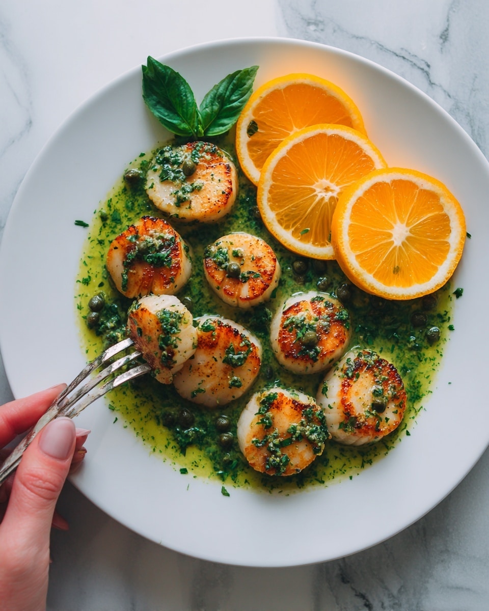 Scallops with Orange, Basil, and Caper Dressing Recipe - Recipe Image
