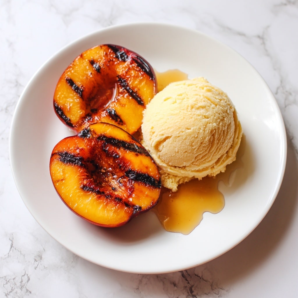 Grilled Peaches with Vanilla Ice Cream Recipe - Recipe Image