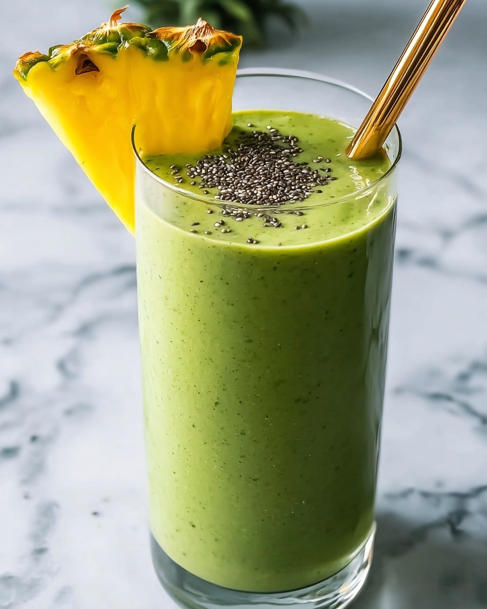 Detox Green Pineapple Avocado Smoothie Recipe - Recipe Image
