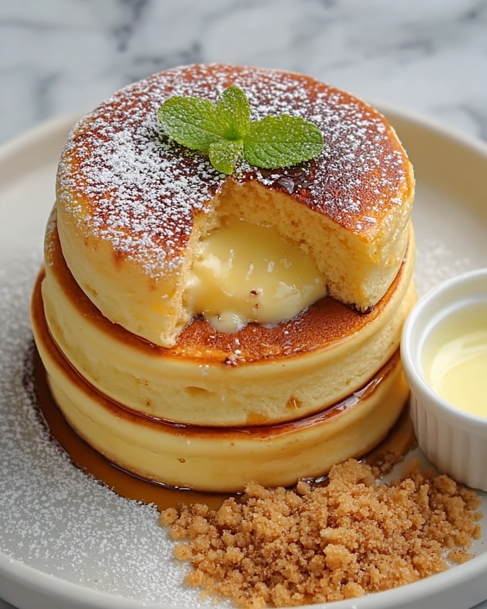 Fluffy Pancakes with Homemade Custard Filling Recipe - Recipe Image