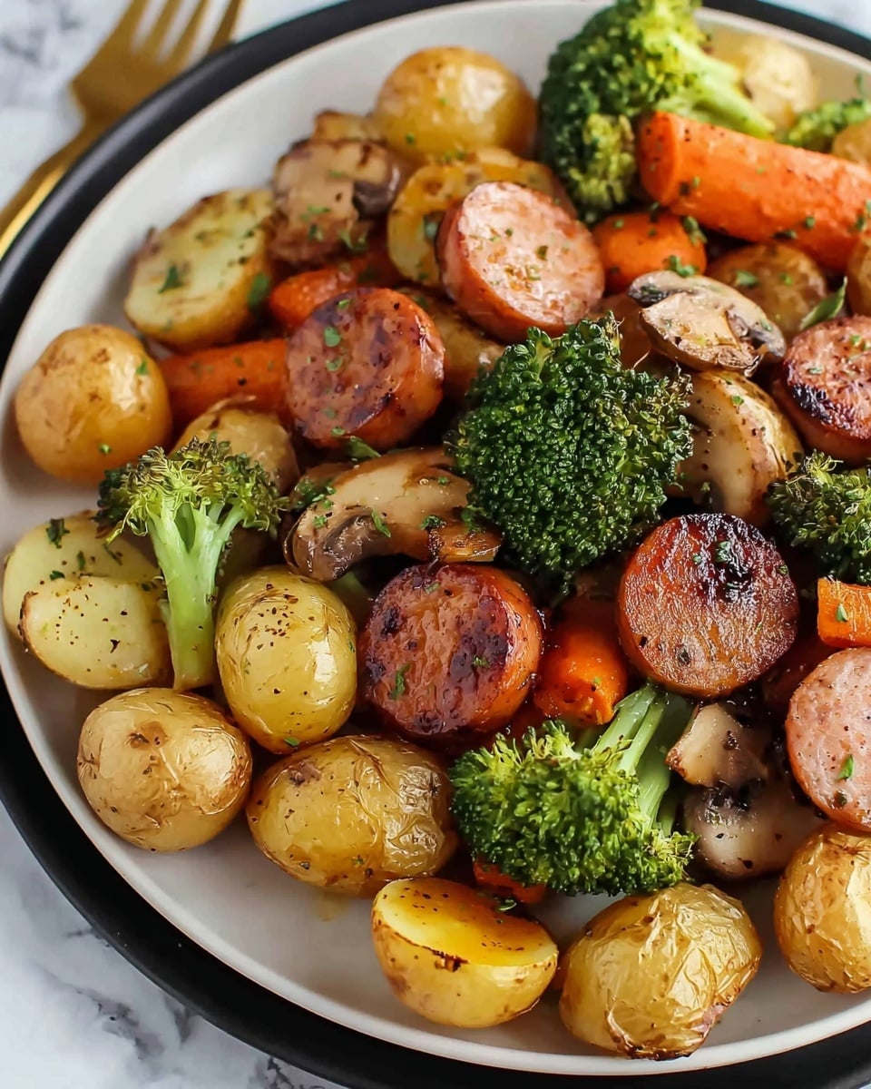 One Pan Baked Italian Sausage and Veggies Recipe - Recipe Image