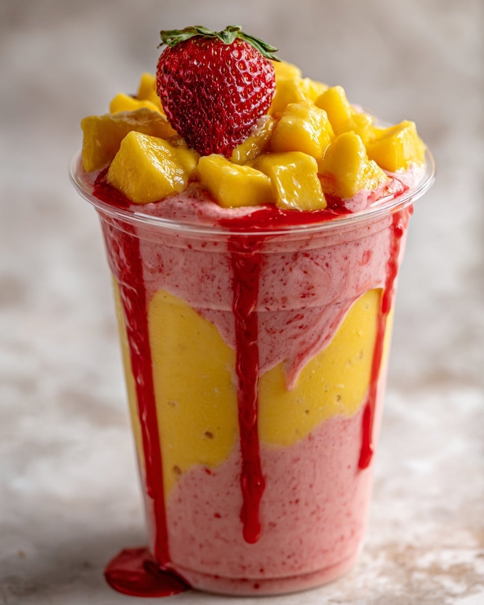 Mango Strawberry Sunrise Frappuccinos Recipe - Recipe Image