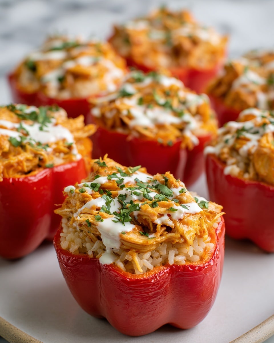 Spicy Buffalo Chicken Stuffed Peppers Recipe - Recipe Image
