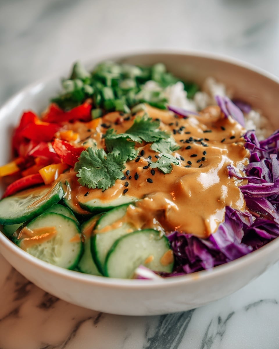 Crispy Rice Salad with Veggies and Peanut Dressing Recipe - Recipe Image