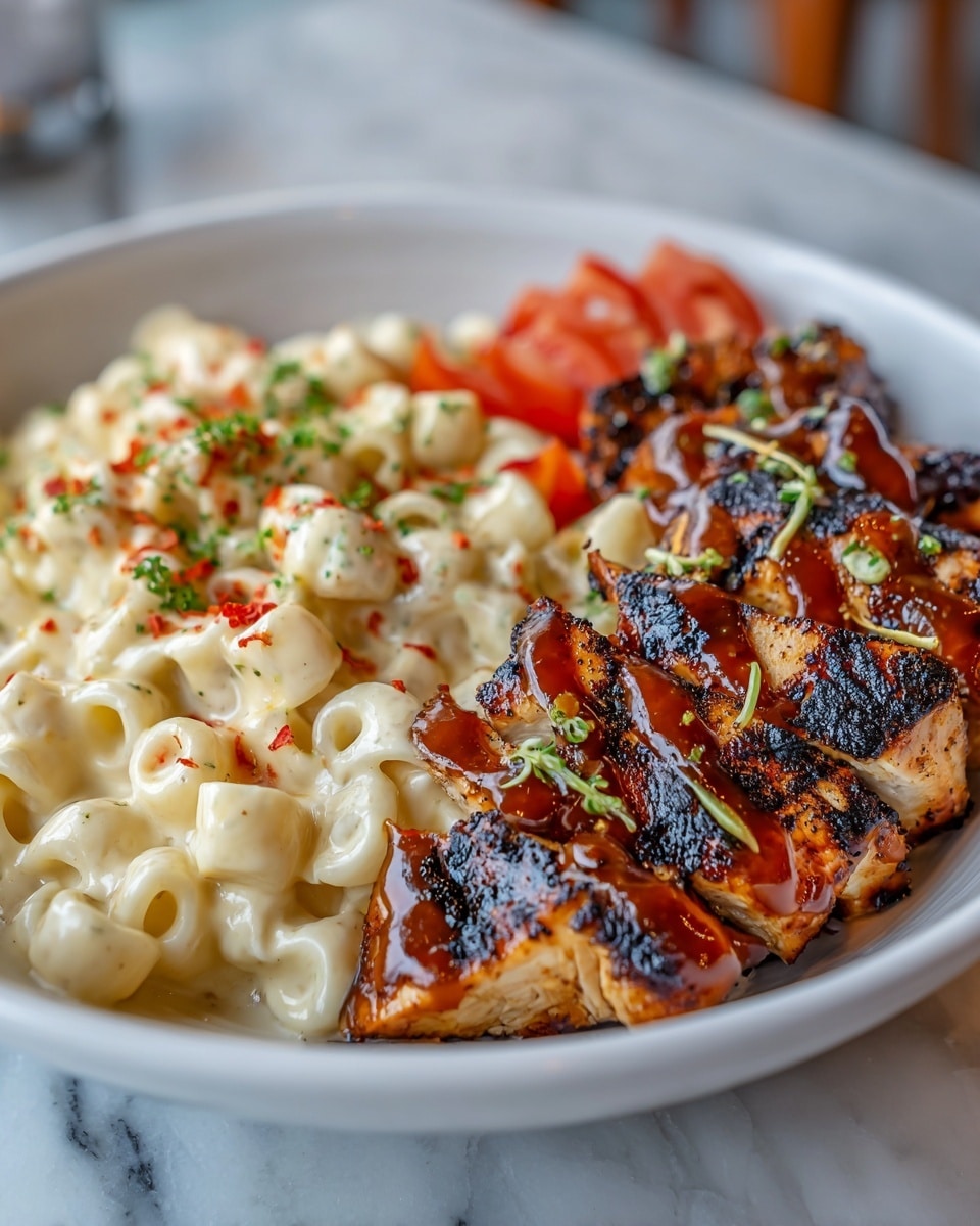 Sweet and Spicy Honey Pepper Chicken with Creamy Macaroni Cheese Recipe - Recipe Image