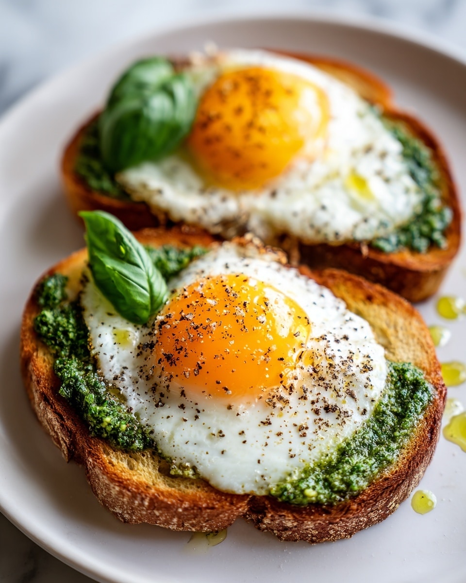 Pesto Eggs on Sourdough Toast with Herbed Goat Cheese Recipe - Recipe Image