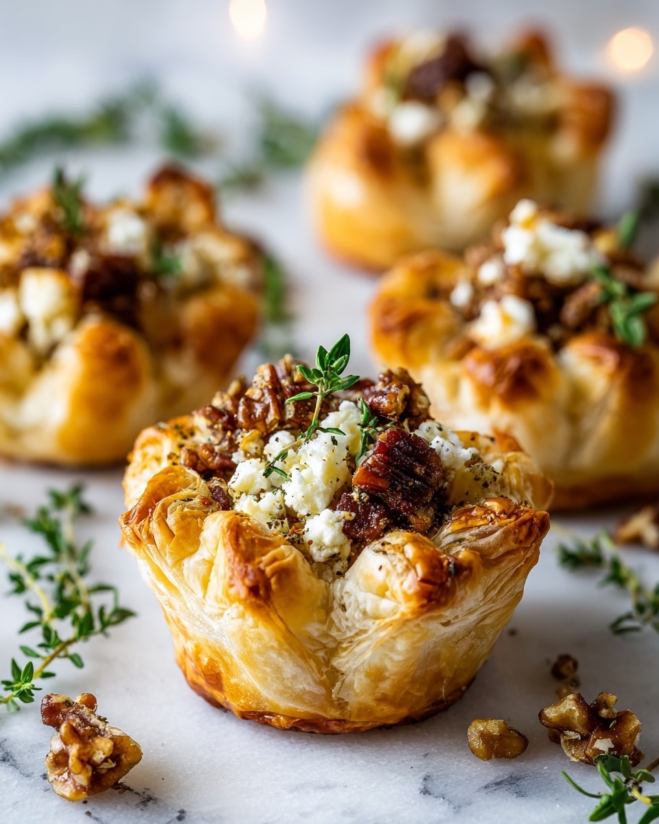 Blue Cheese, Walnut, and Thyme Pull-Apart Puff Pastry Twirl Recipe - Recipe Image