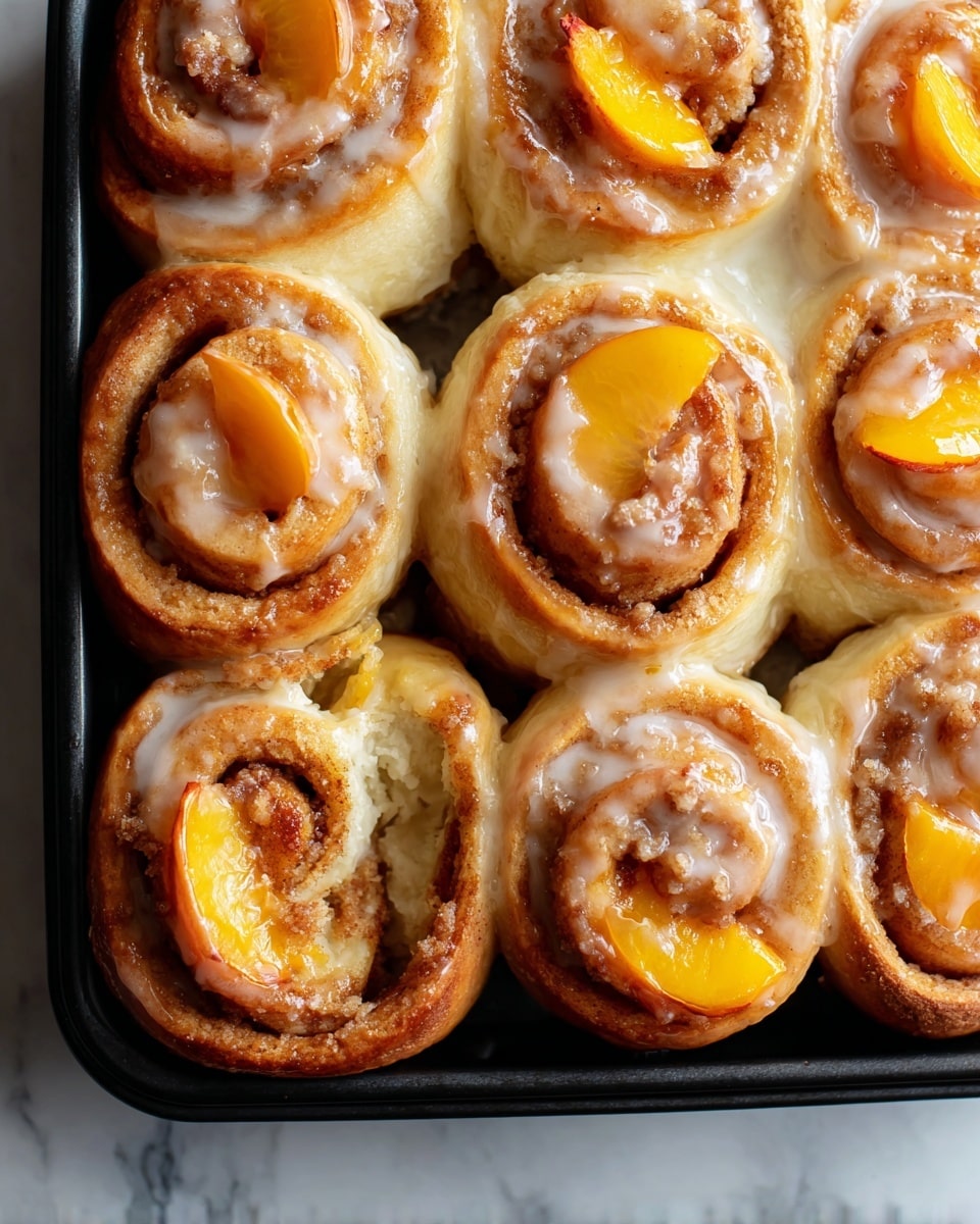 Peach Cobbler Cinnamon Rolls Recipe - Recipe Image