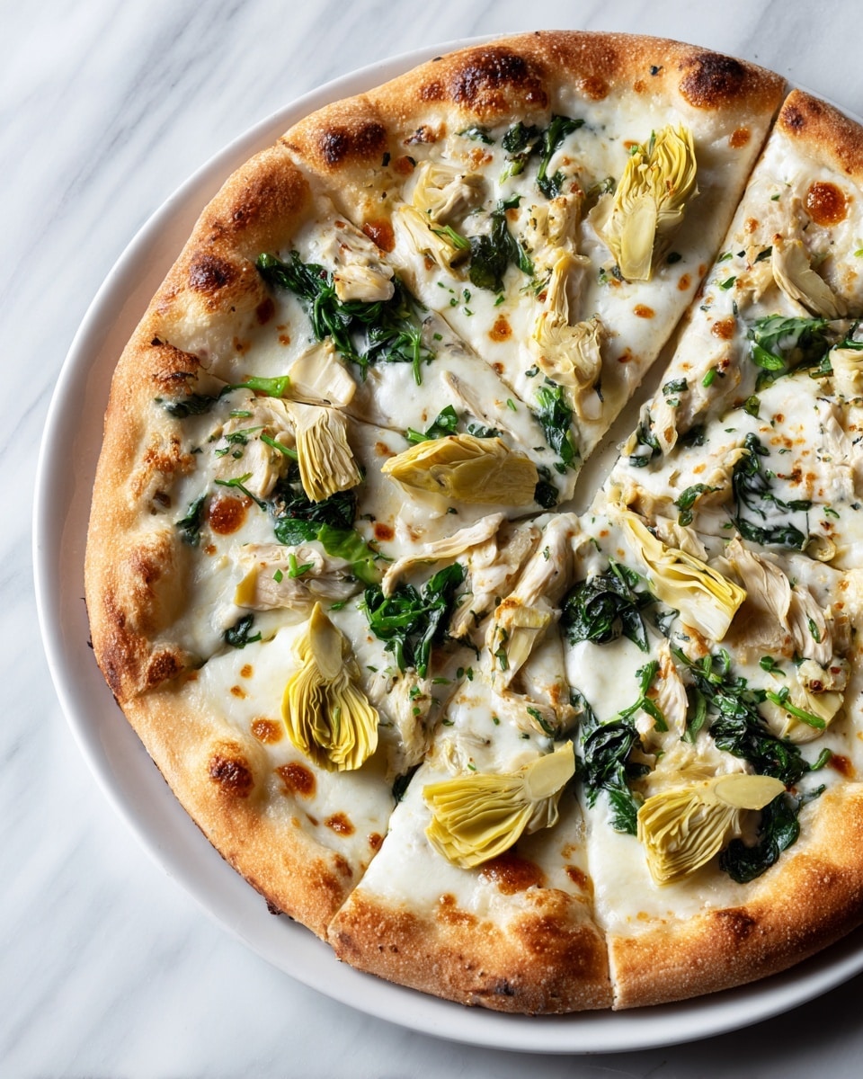 High Protein Spinach Artichoke Pizza Recipe - Recipe Image