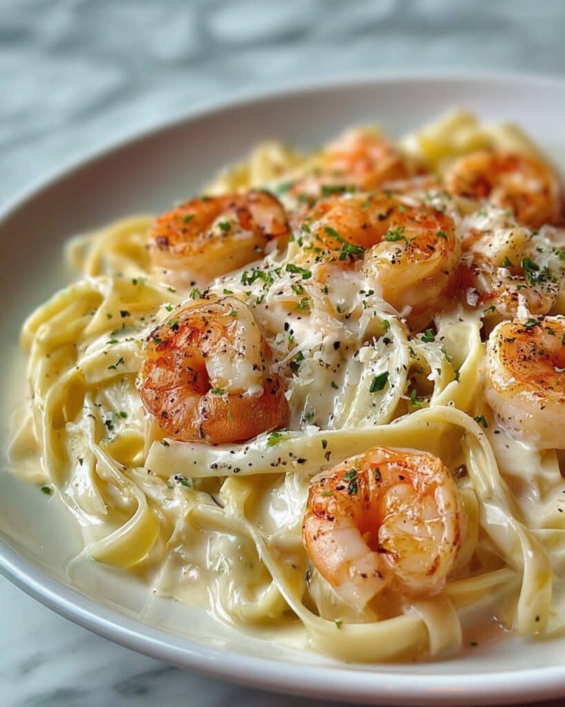 Grilled Salmon & Shrimp Fettuccine Alfredo Recipe