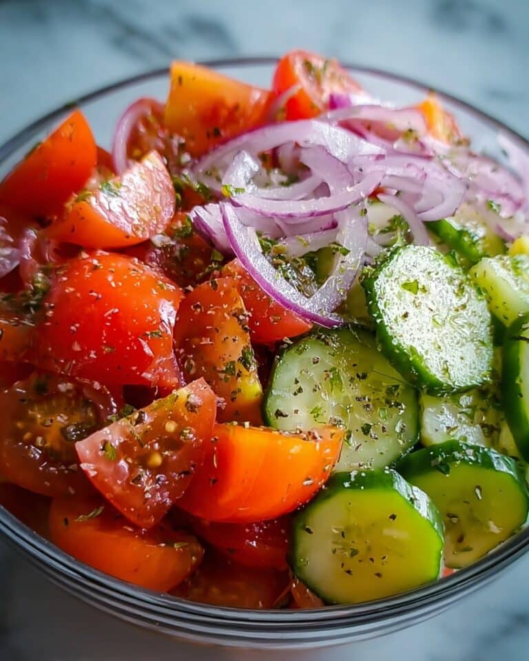 Fresh & Tangy Marinated Cucumber, Onion, and Tomato Salad Recipe