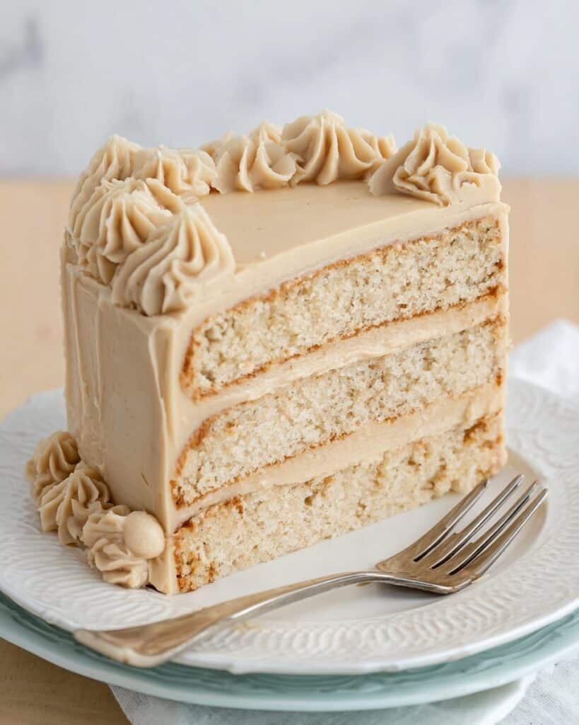 Vanilla Cream Cake with Quick Caramel Frosting Recipe