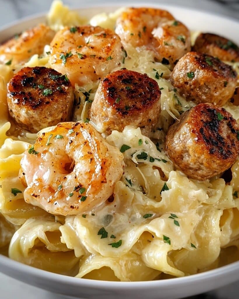 Cajun Shrimp and Sausage Alfredo Pasta Recipe