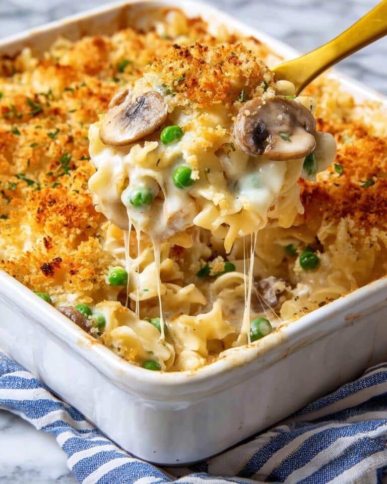 Creamy Tuna Casserole with Cheddar and Panko Topping Recipe