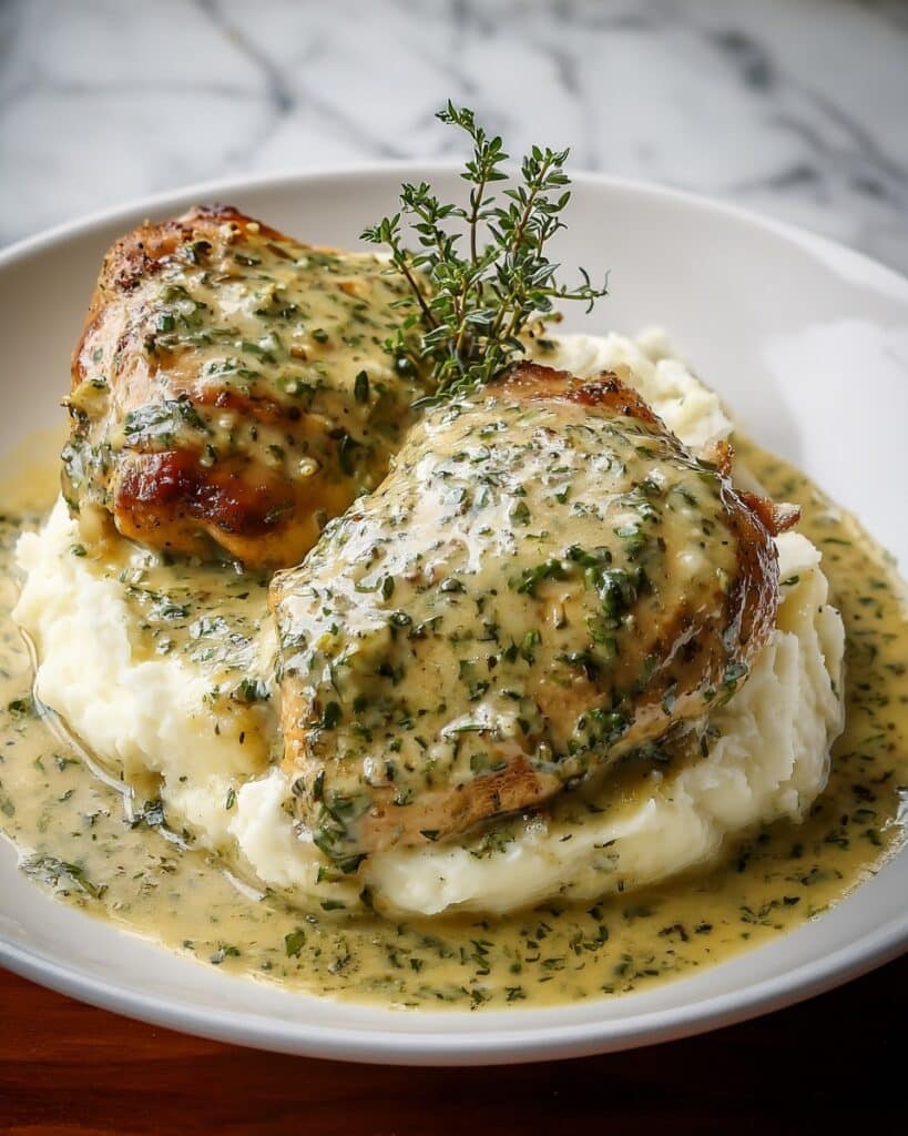 Smothered Chicken Thighs with Creamy Gravy Recipe