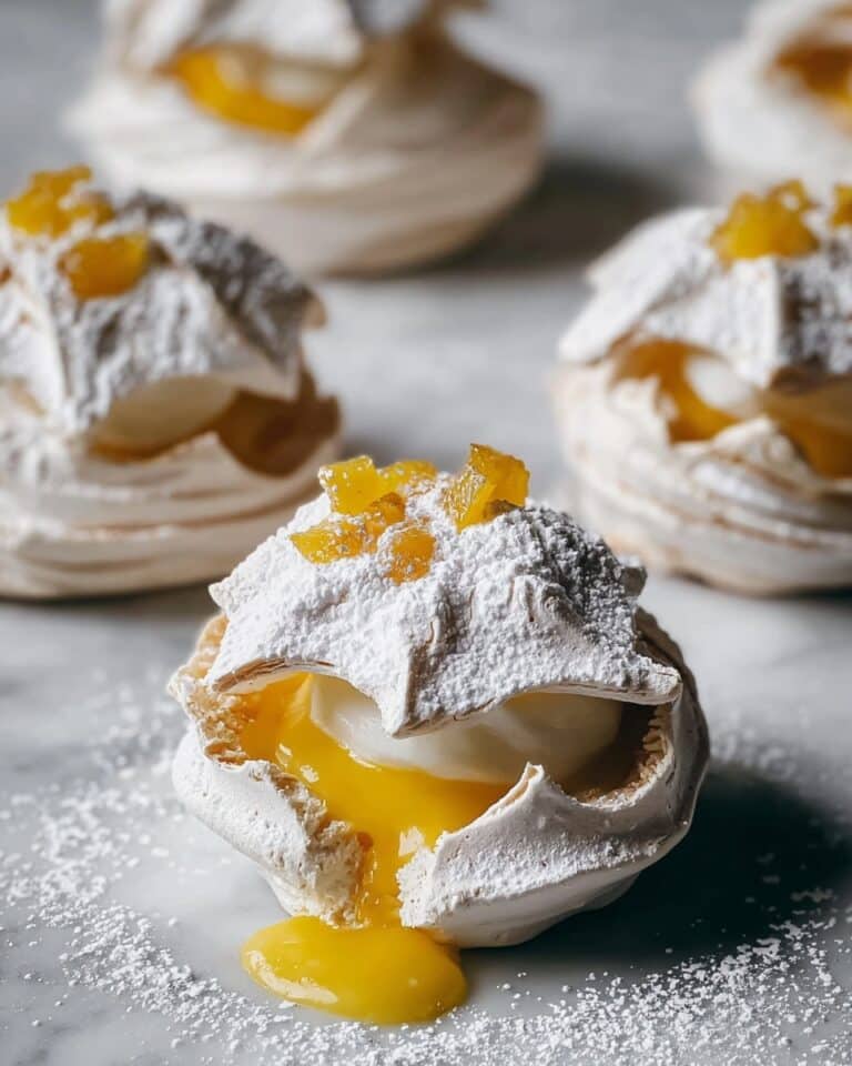 Miso Mango Meringue Clouds with Caramel Swirl Recipe